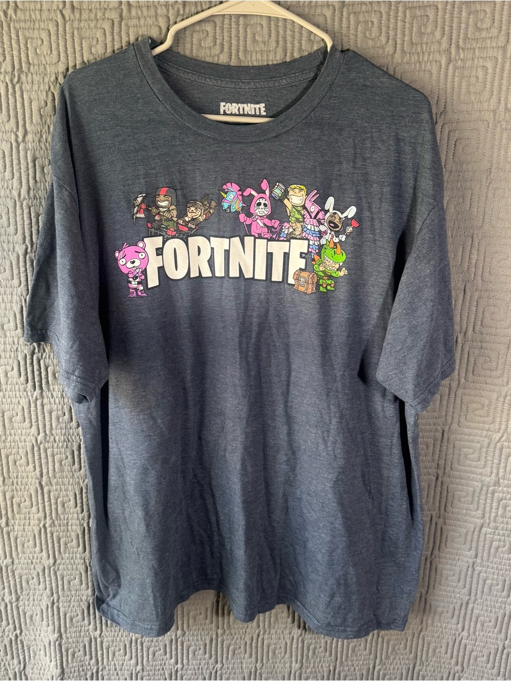 Fortnite T-Shirt Men’s 2x Blue Solid Cotton Short Sleeve Crew Neck